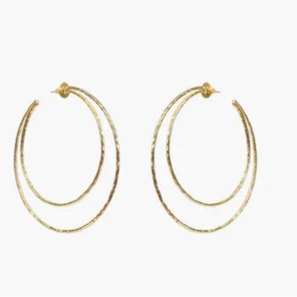 Oversized Gold Hoop Earrings - Picture 2 of 7